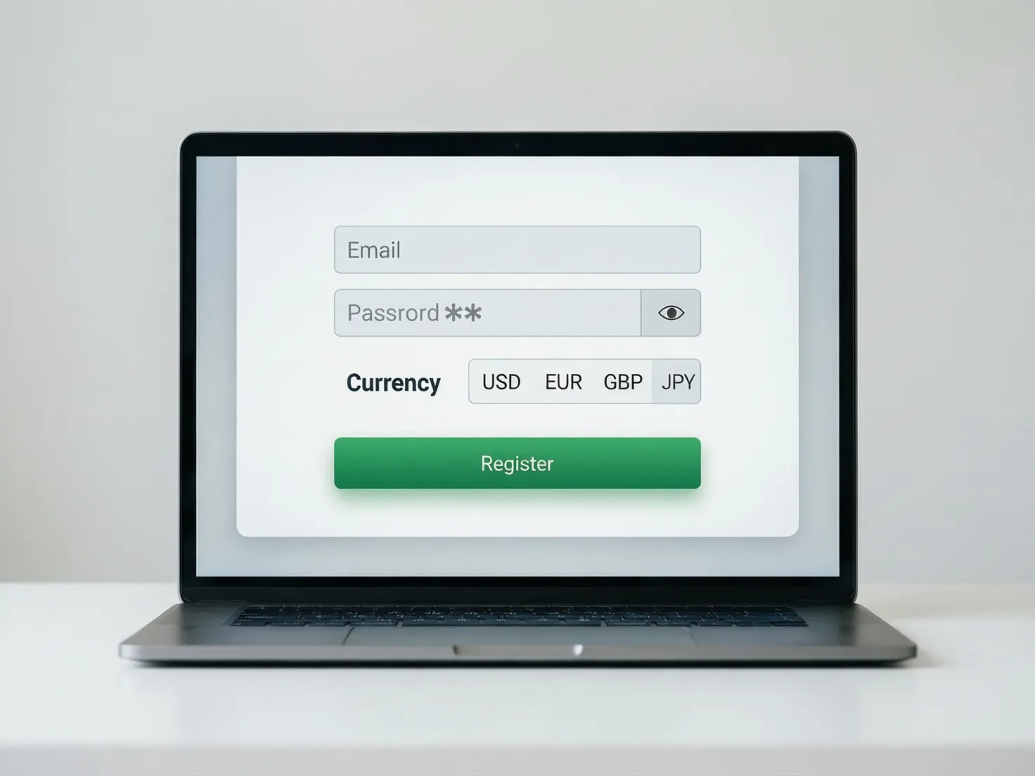 Interfaz de registro en plataforma de apuestas mostrando formulario simple