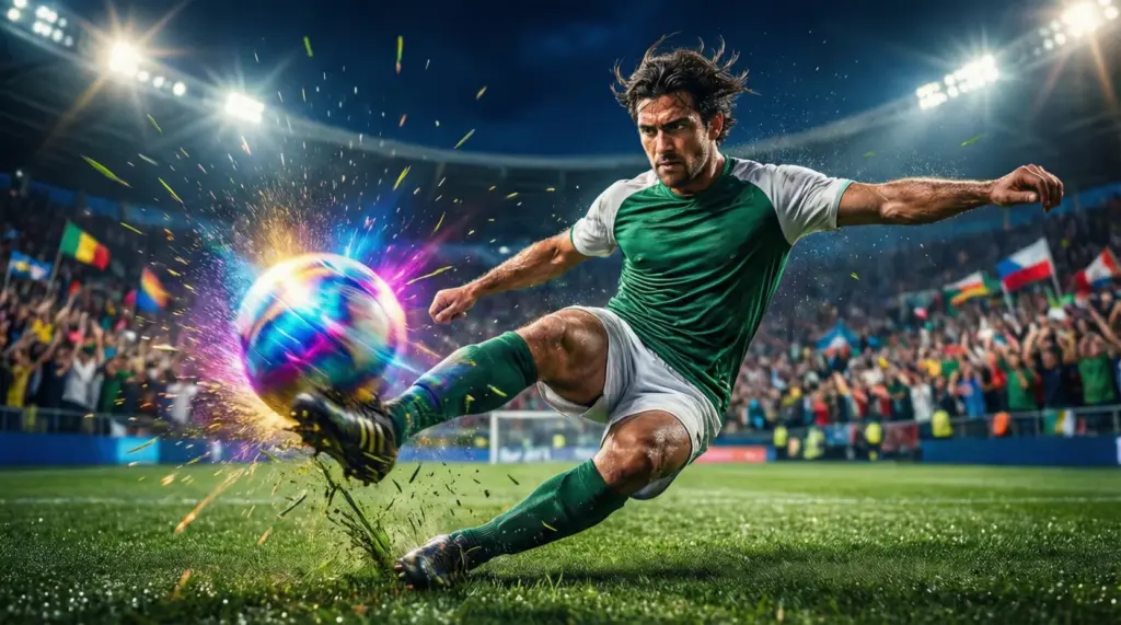 Imagen del futbolista y la pelota