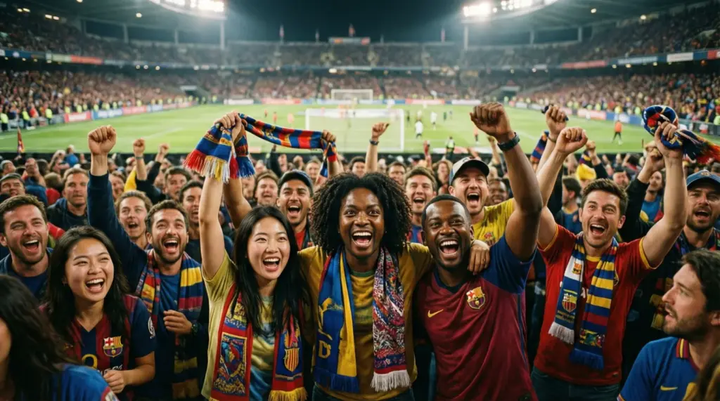 Imagen de alegres fanáticos del fútbol