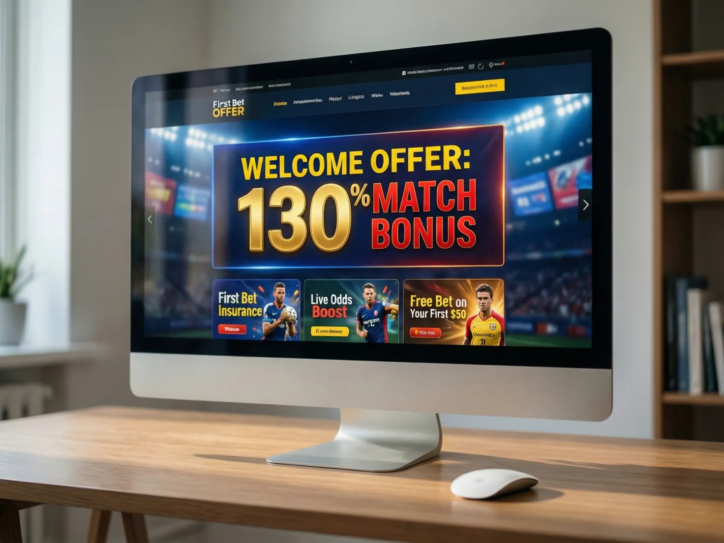 Pantalla de ordenador mostrando página de promociones de casa de apuestas