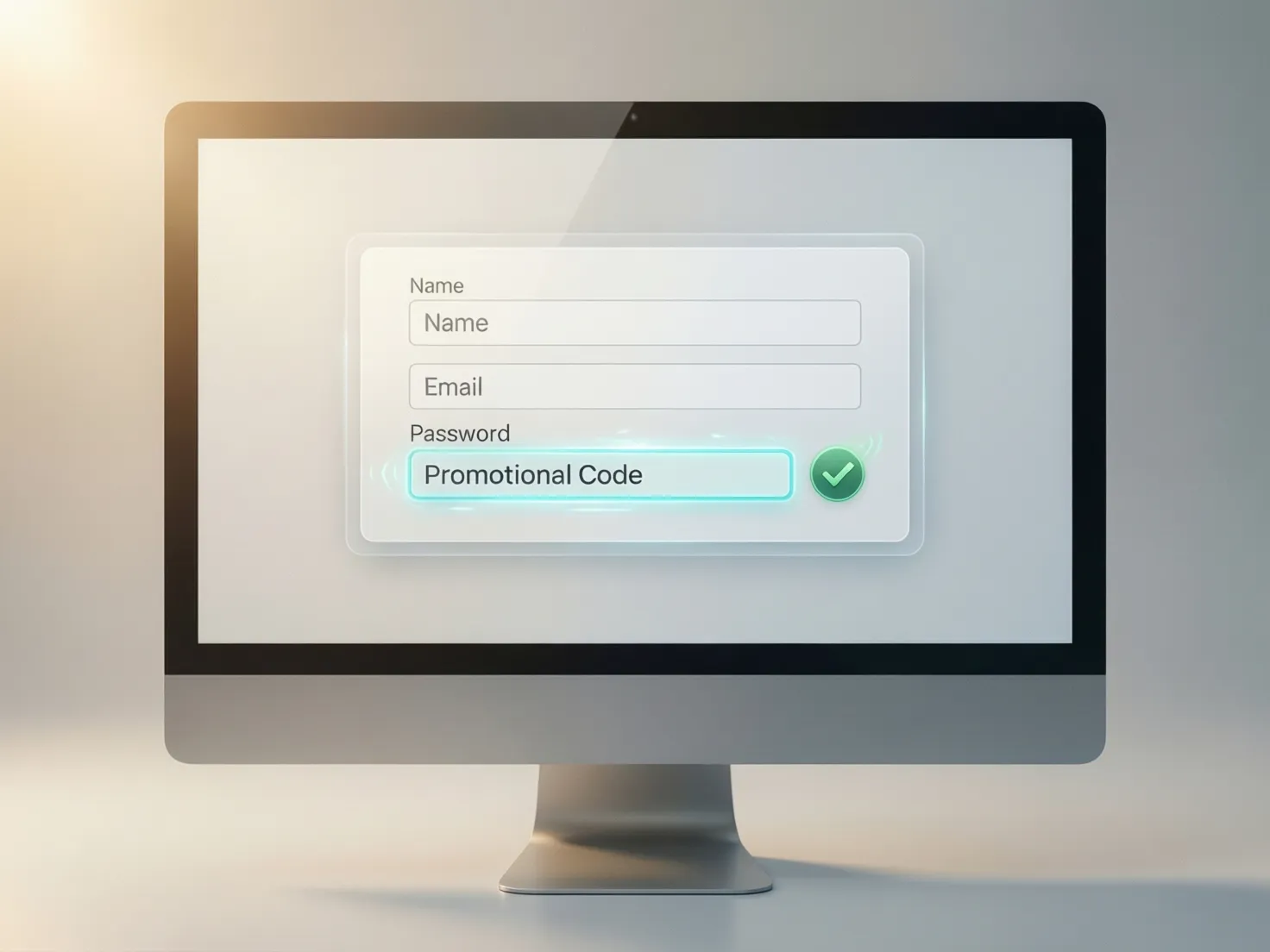 Pantalla de registro con campo de código promocional resaltado