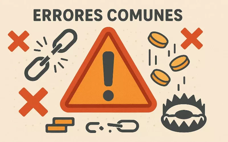 Señales de advertencia y símbolos de peligro representando errores comunes al usar bonos de apuestas
