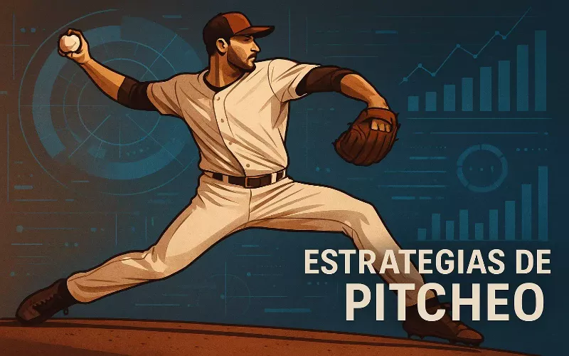 Pitcher de béisbol en posición de lanzamiento representando la importancia del análisis de pitcheo en apuestas