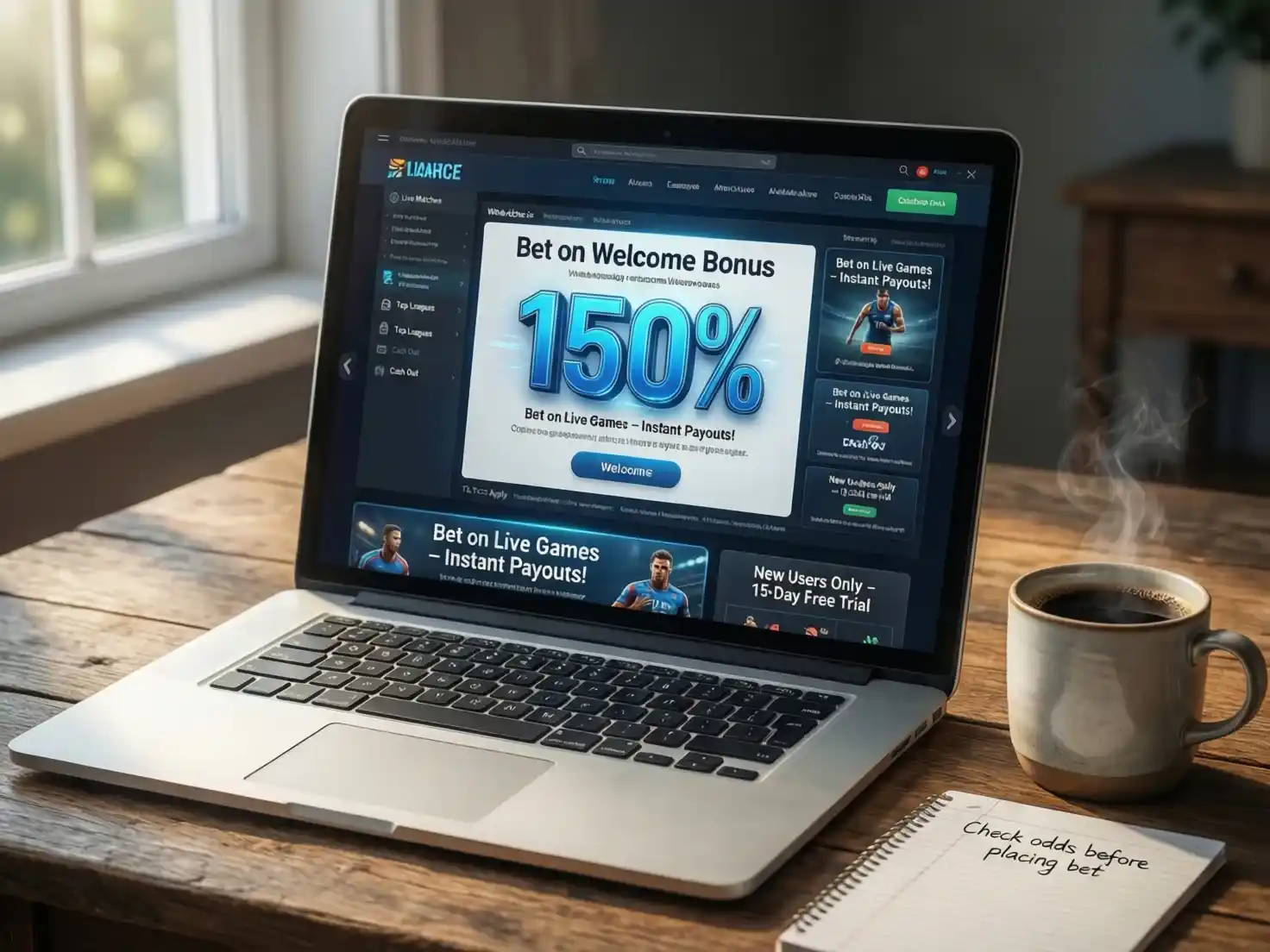 Interfaz de plataforma de apuestas mostrando ofertas promocionales