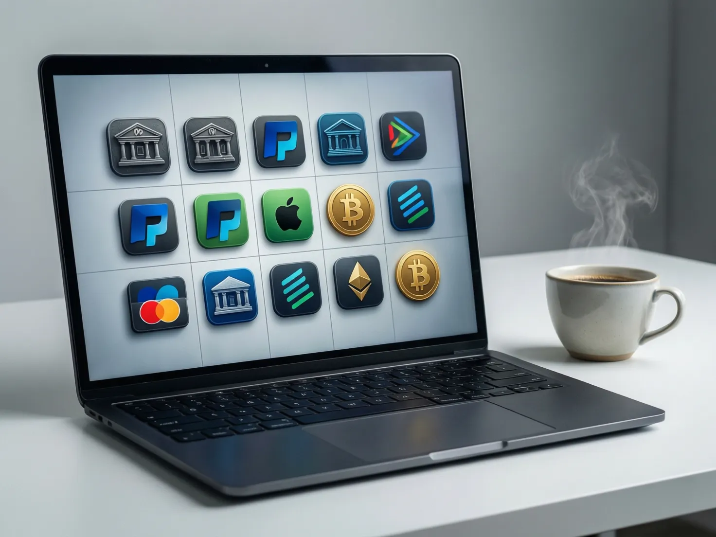 Pantalla de laptop mostrando opciones de métodos de pago en plataforma de apuestas