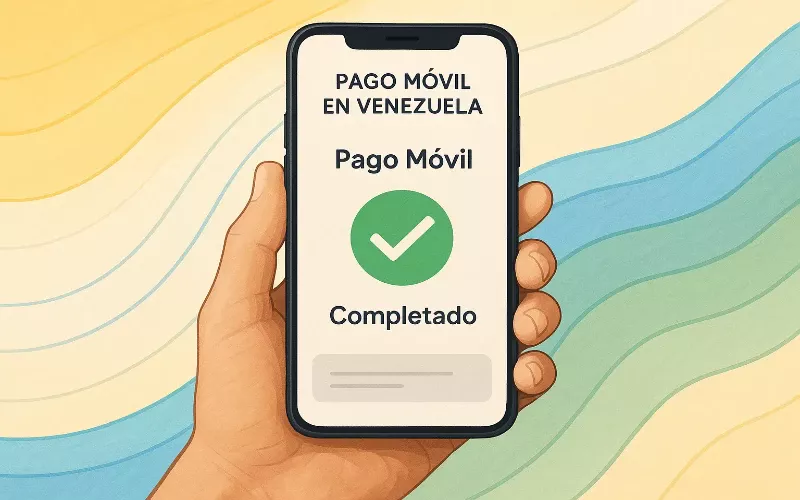 Teléfono móvil con aplicación de Pago Móvil interbancario venezolano realizando depósito en casa de apuestas