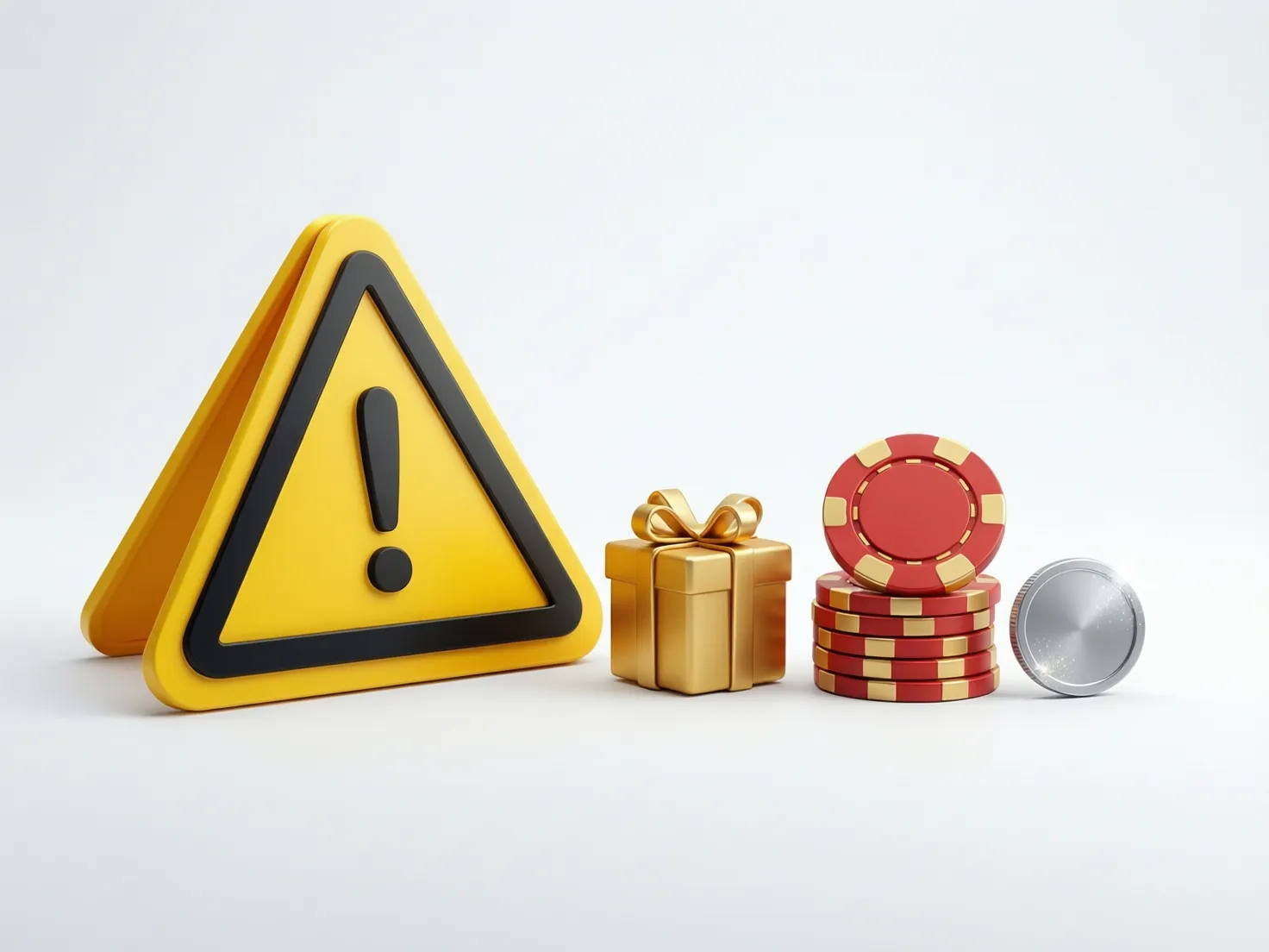 Señal de advertencia junto a iconos de bonificaciones y apuestas