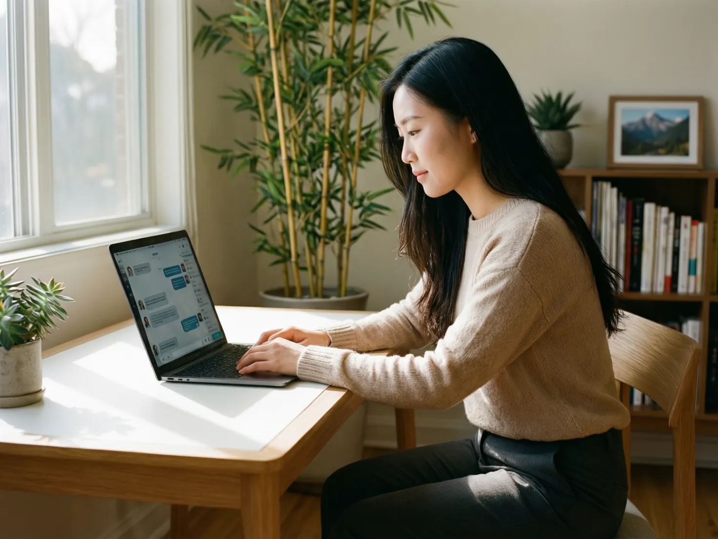 Persona usando laptop para contactar servicio de atención al cliente