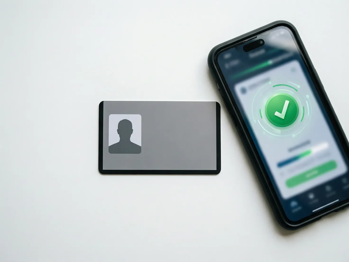 Documento de identidad junto a smartphone mostrando proceso de verificación