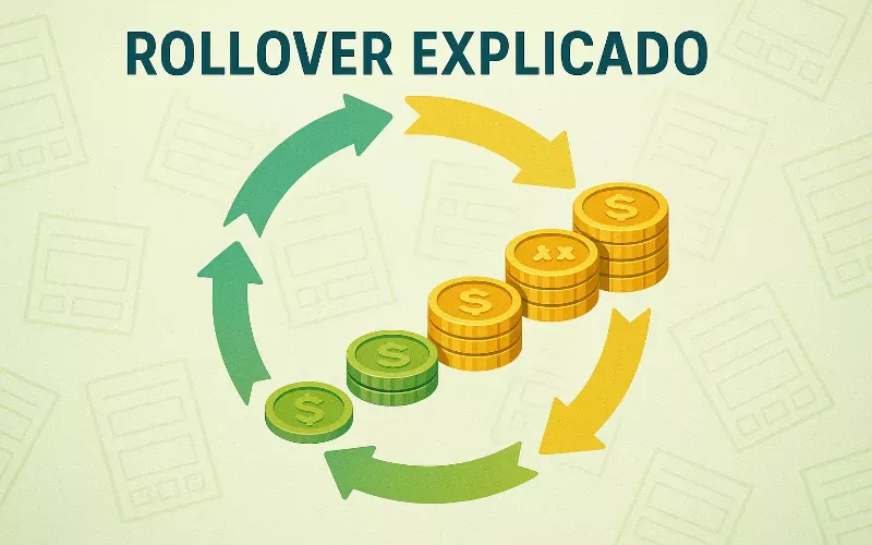 Ilustración conceptual explicando el requisito de rollover en bonos de apuestas con ciclo de apuestas